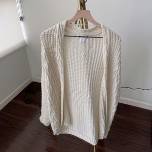 White knit long cardigan